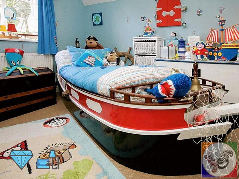 تخت خواب کودک با طرح کشتی