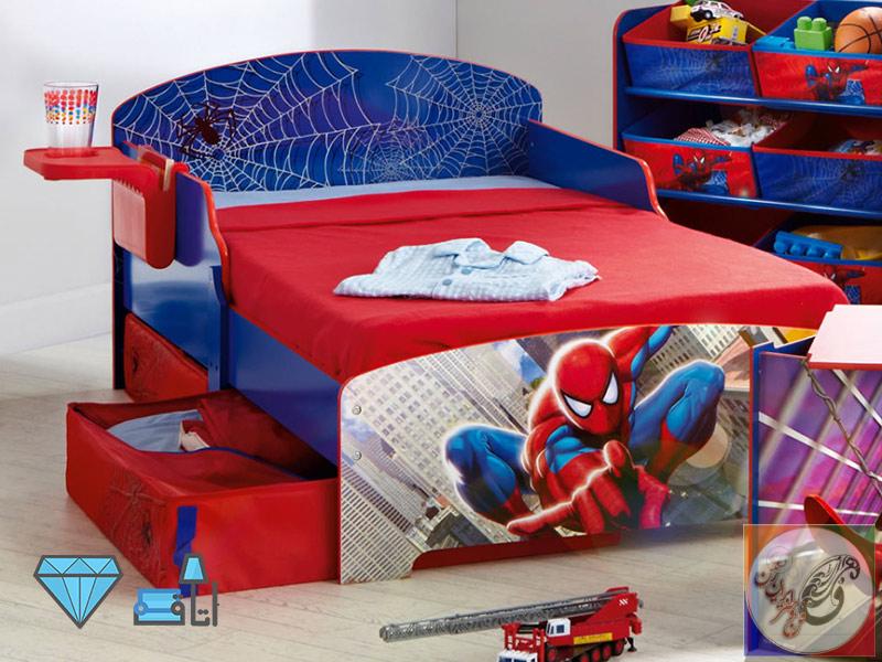 تخت خواب اتاق کودک با طرح مرد عنکبوتی