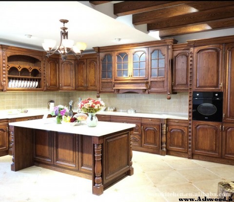 کابینت آشپزخانه کلاسیک چوب بلوط 
