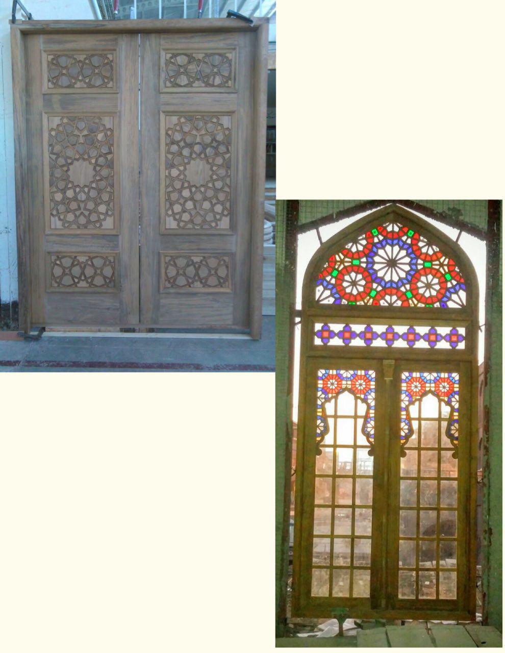درب مسجد چوبی , طرح گره چینی و اسلیمی