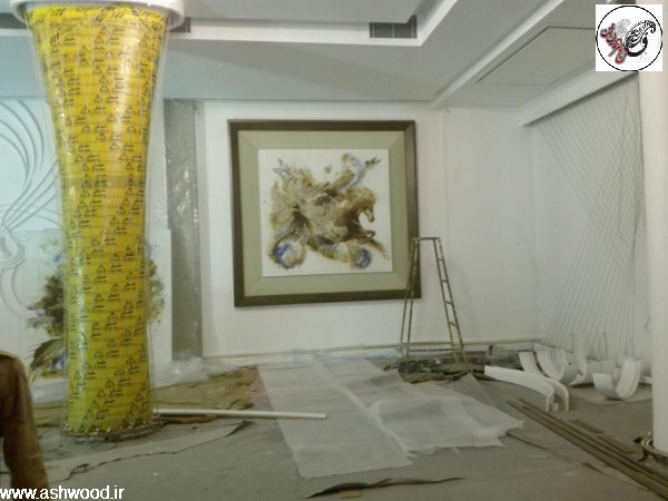 تابلو نقاشی 300*300 سانتی متر بات قاب برجسته به وزن 130 کیلوگرم ، تابلو نقاشی رستوران ماهان شاندیز