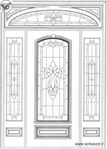عکس درب چوبی کلاسیک , رسم درب چوبی و پنجره در پلان