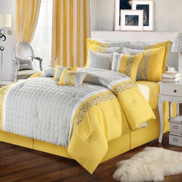 اتاق خوابی با تم زرد
