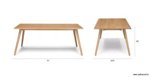 صفحه تمام چوب بلوط , میز ناهار خوری , میز چوب بلوط