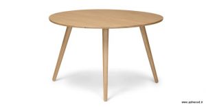 میز گرد چوبی , صفحه تمام چوب بلوط , میز ناهار خوری , میز چوب بلوط