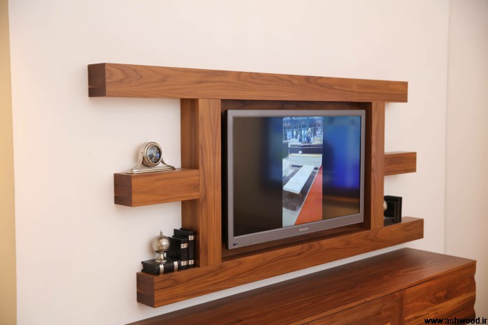 دیوار TV و میز تلویزیون چوبی٬ ایده و عکس