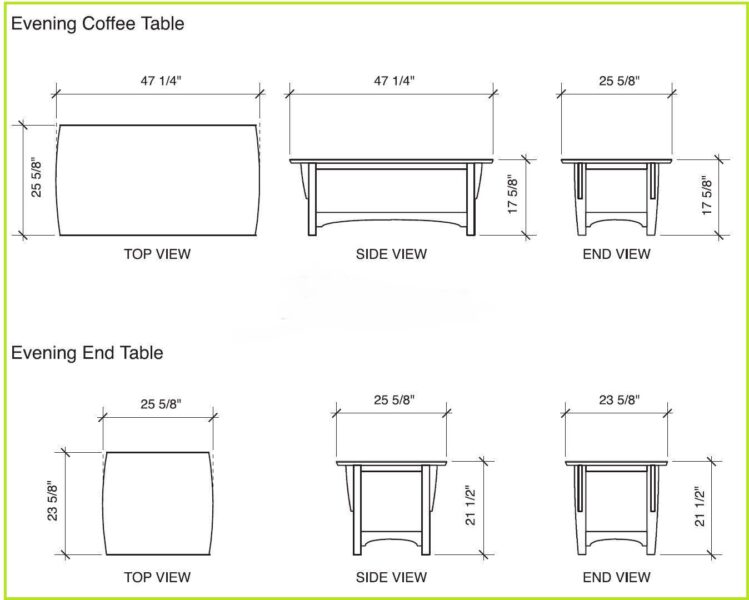 ابعاد استاندارد میز قهوه خوری 