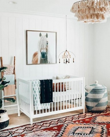 دکوراسیون اتاق نوزاد , تخت و گهواره چوبی