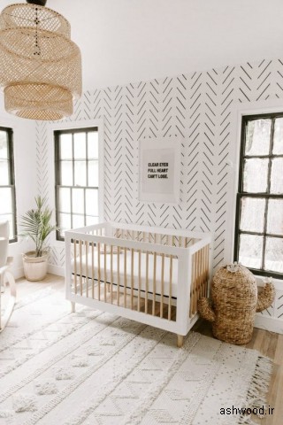 دکوراسیون اتاق نوزاد , تخت و گهواره چوبی