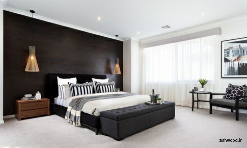 تخت خواب هایی با قاب سیاه – طراحی داخلی سیاه و مشکی با چوب