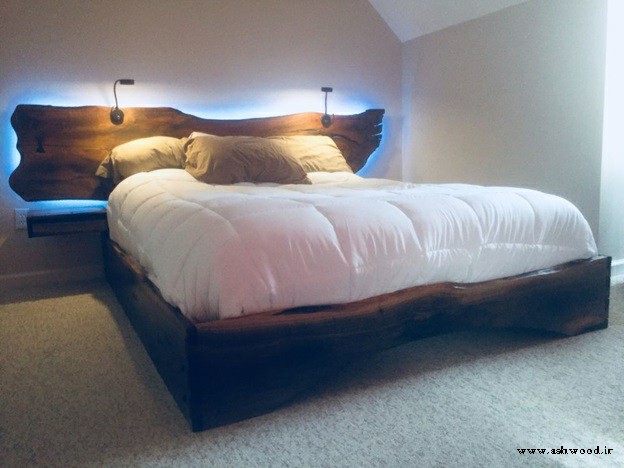 مدل تخت خواب چوبی ,  هدبرد تخت خواب تمام چوب 