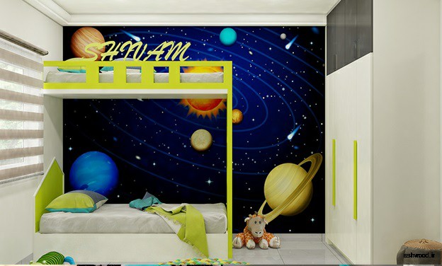 تخت خواب های دو طبقه رنگارنگ کودکان با فضای ذخیره سازی