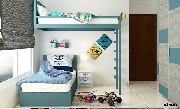 تخت دوطبقه برای بزرگسالان با فضای ذخیره سازی