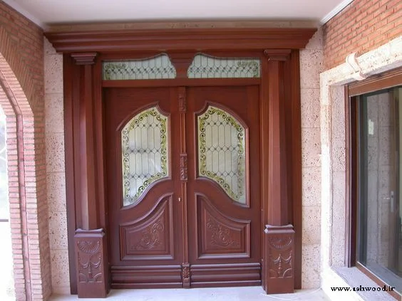 ایده و مدل جدید درب ورودی چوبی ساختمانی , درب کلاسیک و لوکس چوبی, درب لابی