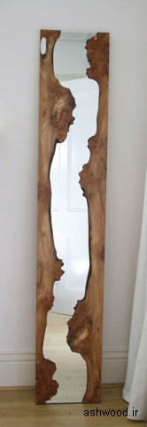 آینه چوبی ساخته شده از اسلب چوب طبیعی 