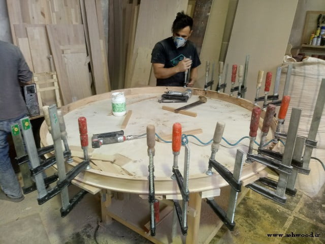 ساخت میز گرد چوبی