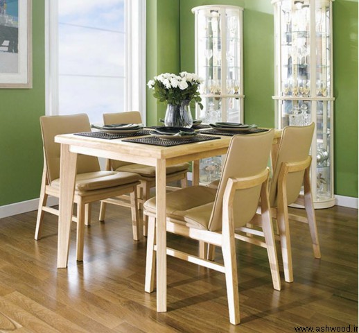 میز ناهار خوری ساخته شده از ورق فینگر جوینت چوب رابروود