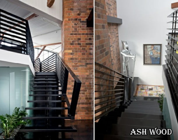 طراحی راه پله سیاه , پله چوبی