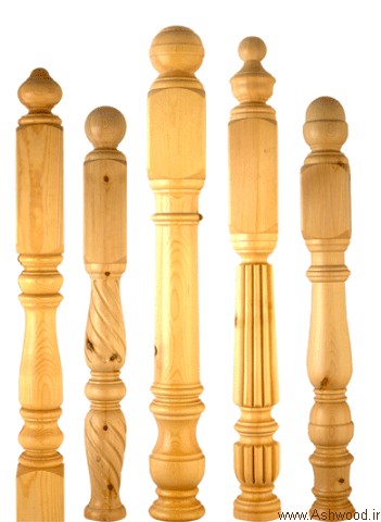 نرده و پایه های چوبی خراطی , نمونه پایه نرده خراطی و cnc