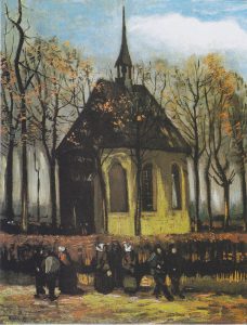 مردم در حال ترک کلیسای اصلاحی نونن ۱۸۸۴ موزه ون گوگ (آمستردام)