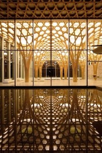 معماری شهری سقف مشبک چوبی اثر هنری چوب