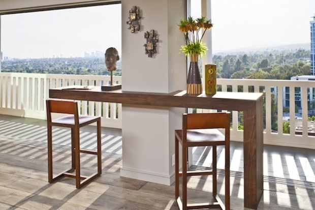 میز بار برای اطراف ستون , میز چوبی دور تا دور ستون