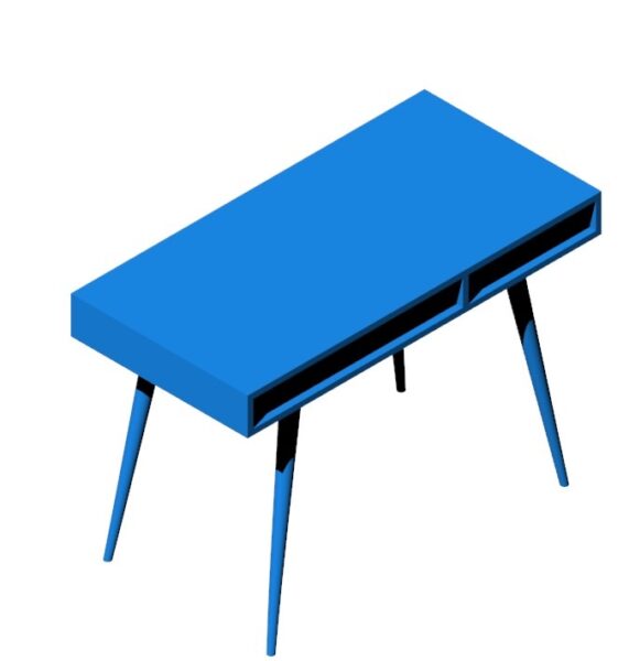 میز تحریر آبی رنگ ساخته شده از چوب و ام دی اف