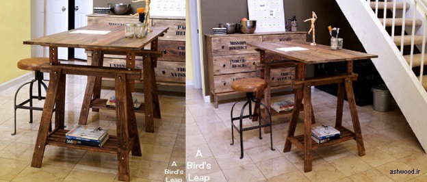 میز ناهارخوری دو پایه چوبی , ایده و مدل های جالب در دکوراسیون چوبی منزل