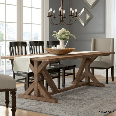 میز ناهارخوری دو پایه چوبی ,  ایده و مدل های جالب در دکوراسیون چوبی منزل