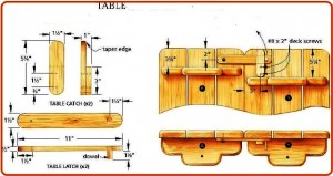نقشه میز و نیمکت چوبی