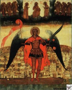 نماد از مایکل فرشته ، نشان داده شده است به عنوان محافظ از آرخانگلسک