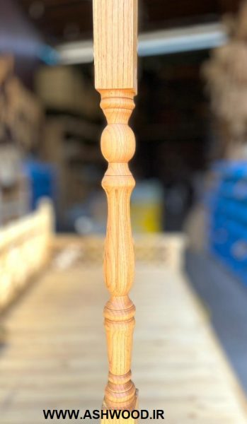 پایه نرده چوبی مدل جامی شیار دار چوب بلوط 