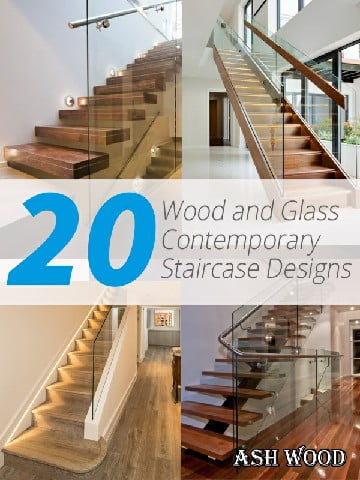 طراحی و ایده پله چوب و شیشه 