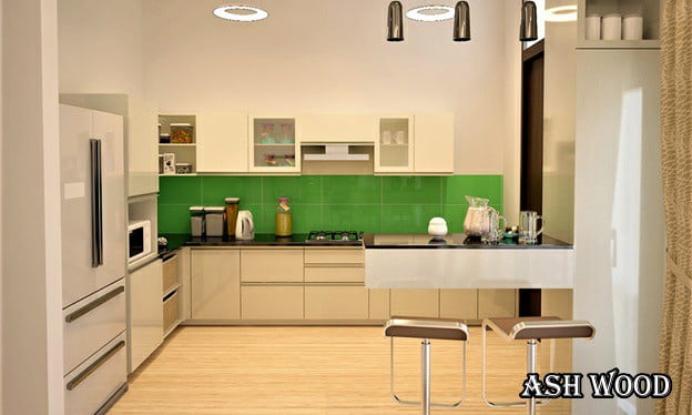 ایده طراحی کابینت آشپزخانه کرم رنگ 